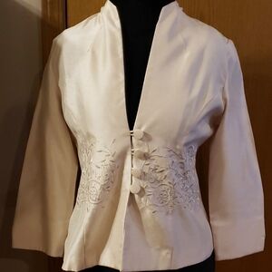 Vintage miss dorby cream embroidered blazer